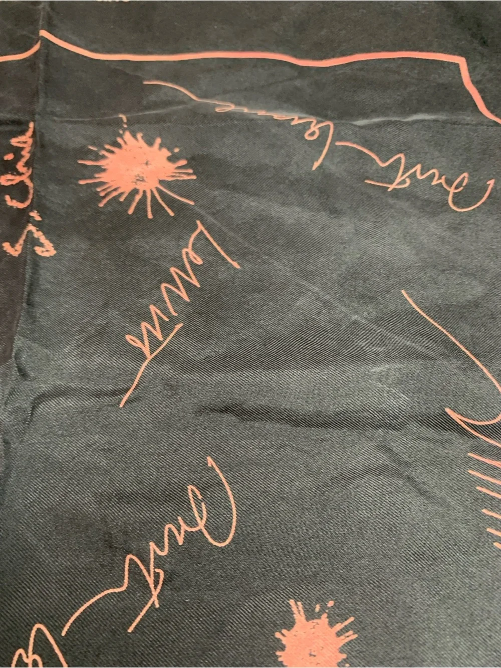 Louis Vuitton Black with Pink Script Print Silk Scarf